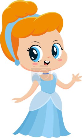 Ilustración de Personaje de dibujos animados hermosa princesa. Ilustración dibujada a mano aislada sobre fondo transparente - Imagen libre de derechos