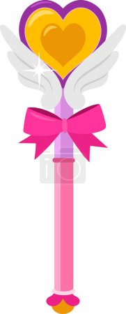 Illustration for Cartoon Scepter Magic Wand. Vector Hand Drawn Illustration Isolated On Transparent Background - Royalty Free Image
