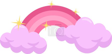 Illustration for Cartoon Rainbow With Clouds. Vector Hand Drawn Illustration Isolated On Transparent Background - Royalty Free Image
