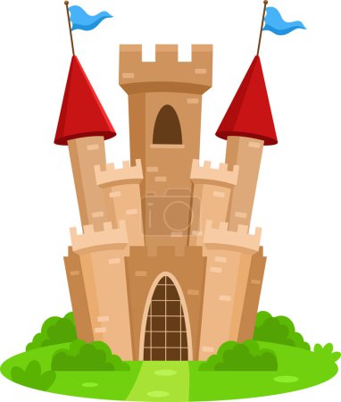 Téléchargez les illustrations : Dessin animé Prince Castle. Illustration vectorielle Design plat isolé sur fond transparent - en licence libre de droit