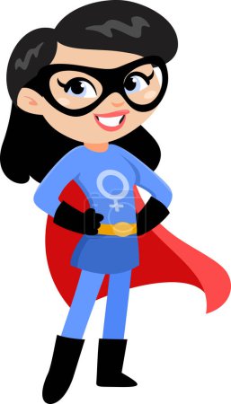 Ilustración de Super héroe mamá personaje de dibujos animados. Ilustración vectorial Diseño plano aislado sobre fondo transparente - Imagen libre de derechos