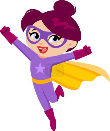 Téléchargez les illustrations : Super héros maman personnage de bande dessinée volant. Illustration vectorielle Design plat isolé sur fond transparent - en licence libre de droit