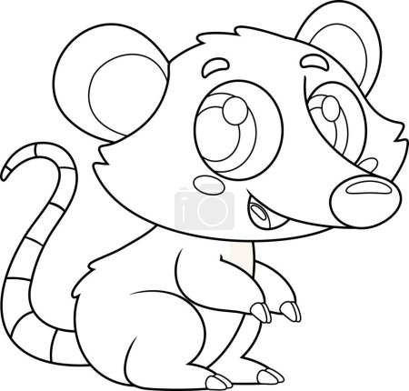 Ilustración de Lindo personaje de dibujos animados de Baby Possum. Ilustración vectorial Diseño plano aislado sobre fondo transparente - Imagen libre de derechos