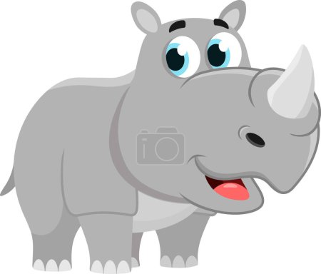 Illustration for Cute Baby Rhinoceros Cartoon Character. Vector Illustration Flat Design Isolated On Transparent Background - Royalty Free Image