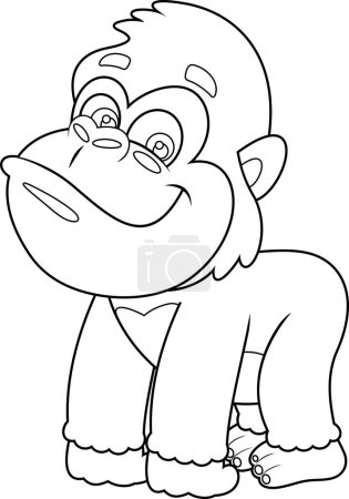 Illustration for Cute Baby Gorilla Cartoon Character. Vector Illustration Flat Design Isolated On Transparent Background - Royalty Free Image