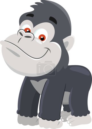 Illustration for Cute Baby Gorilla Cartoon Character. Vector Illustration Flat Design Isolated On Transparent Background - Royalty Free Image