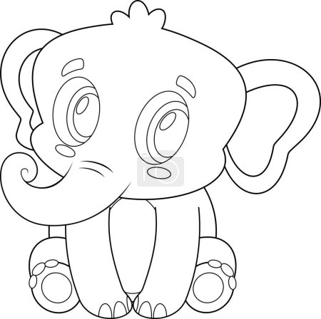 Téléchargez les illustrations : Mignon bébé éléphant personnage de bande dessinée. Illustration vectorielle Design plat isolé sur fond transparent - en licence libre de droit