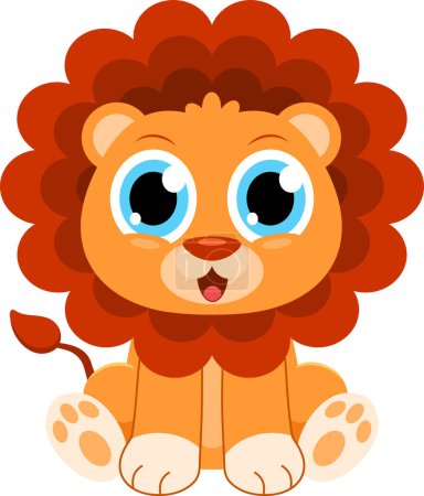 Téléchargez les illustrations : Mignon personnage de bande dessinée bébé lion. Illustration vectorielle Design plat isolé sur fond transparent - en licence libre de droit