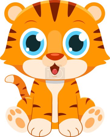 Ilustración de Lindo bebé tigre personaje de dibujos animados. Ilustración vectorial Diseño plano aislado sobre fondo transparente - Imagen libre de derechos
