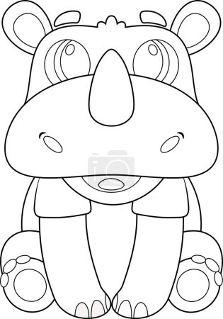 Téléchargez les illustrations : Mignon bébé rhinocéros personnage de bande dessinée. Illustration vectorielle Design plat isolé sur fond transparent - en licence libre de droit
