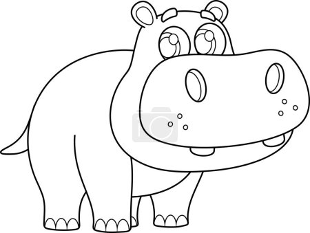 Téléchargez les illustrations : Mignon bébé Hippopotame personnage de bande dessinée. Illustration vectorielle Design plat isolé sur fond transparent - en licence libre de droit