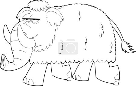 Ilustración de Mammoth Animal Cartoon Character Running (en inglés). Ilustración dibujada a mano vectorial aislada sobre fondo transparente - Imagen libre de derechos