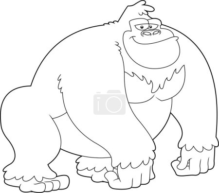 Illustration for Gorilla Animal Cartoon Character. Vector Hand Drawn Illustration Isolated On Transparent Background - Royalty Free Image