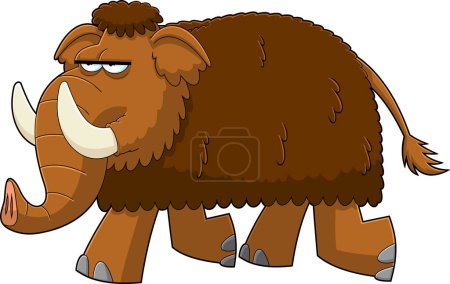 Illustration for Mammoth Animal Cartoon Character Running. Vector Hand Drawn Illustration Isolated On Transparent Background - Royalty Free Image