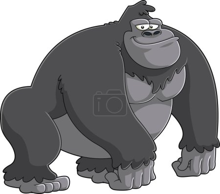 Téléchargez les illustrations : Gorille animal personnage de bande dessinée. Illustration dessinée à la main vectorielle isolée sur fond transparent - en licence libre de droit