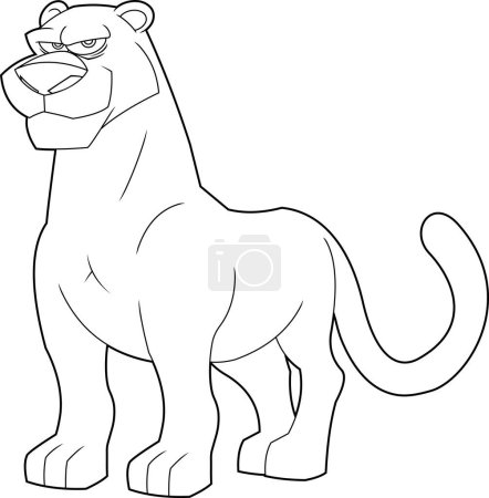 Illustration for Black Panther Animal Cartoon Character. Vector Hand Drawn Illustration Isolated On Transparent Background - Royalty Free Image