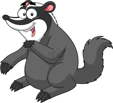 Ilustración de Personaje de dibujos animados de Badger Animal. Ilustración dibujada a mano vectorial aislada sobre fondo transparente - Imagen libre de derechos