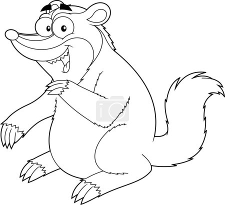 Téléchargez les illustrations : Blaireau Animal Cartoon Character. Illustration dessinée à la main vectorielle isolée sur fond transparent - en licence libre de droit