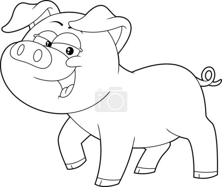 Ilustración de Personaje de dibujos animados Baby Pig Animal. Ilustración dibujada a mano vectorial aislada sobre fondo transparente - Imagen libre de derechos