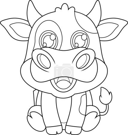 Niedliche Baby Cow Animal Cartoon Charakter. Vektor-Illustration Flachbild isoliert auf transparentem Hintergrund