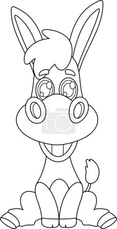 Illustration for Cute Baby Donkey Animal Cartoon Character. Vector Illustration Flat Design Isolated On Transparent Background - Royalty Free Image