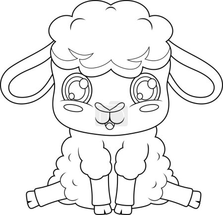 Téléchargez les illustrations : Mignon bébé mouton personnage de bande dessinée animale. Illustration vectorielle Design plat isolé sur fond transparent - en licence libre de droit