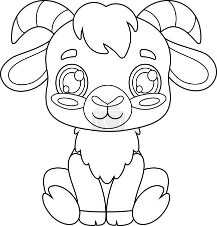 Illustration for Cute Baby Goat Animal Cartoon Character. Vector Illustration Flat Design Isolated On Transparent Background - Royalty Free Image
