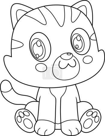 Téléchargez les illustrations : Mignon bébé chat personnage de bande dessinée animale. Illustration vectorielle Design plat isolé sur fond transparent - en licence libre de droit
