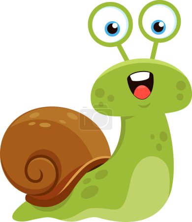 Illustration for Cute Snail Cartoon Character. Vector Illustration Flat Design Isolated On Transparent Background - Royalty Free Image