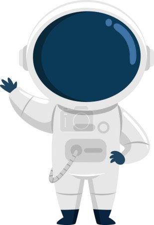 Ilustración de Lindo personaje de dibujos animados astronauta ondeando para saludar. Ilustración vectorial Diseño plano aislado sobre fondo transparente - Imagen libre de derechos