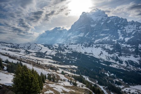 Wetterhorn und Mattenberg im Frühling, Grindelwald, Berner Oberland, Kanton Bern, Schweiz