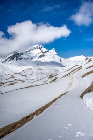 Téléchargez les photos : Vue aérienne des sommets montagneux Mittelhorn et Schreckhorn à First, Grindelwald, Suisse. - en image libre de droit