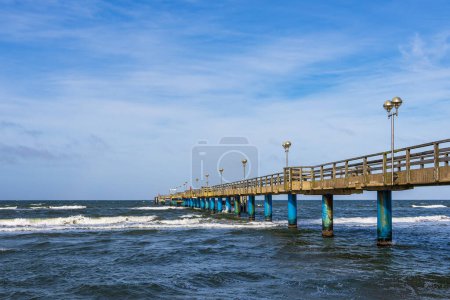 Pier on shore of the Baltic Sea in Graal Mueritz, Germany.