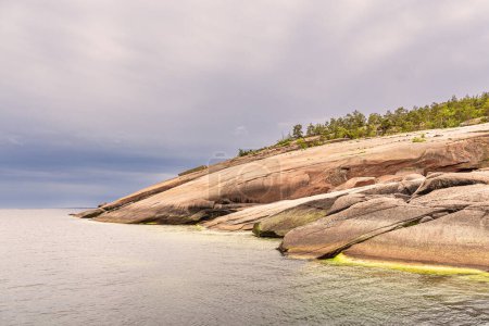 Landscape with rocks on the island Bla Jungfrun in Sweden.