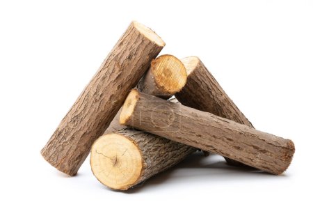Photo for Several cut willow logs isolated over white background - Royalty Free Image