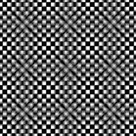 Nahtlose geometrische Schwarz-Weiß-Vernetzung quadratischer Muster mit scharfen Kanten, nützlich für Textilien, Packpapier, Tapeten, Mode, Originaldesign, Vektor eps 10
