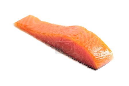Photo for Raw salmon piece isolated on a white background. - Royalty Free Image