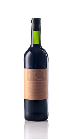 Photo for Bottle of red wine with old empty label isolated on a white background. - Royalty Free Image