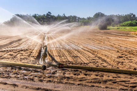 Photo for Irrigation system on a large farm field - Royalty Free Image