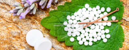 Téléchargez les photos : Médecine alternative avec des pilules à base de plantes et l'acupuncture - en image libre de droit