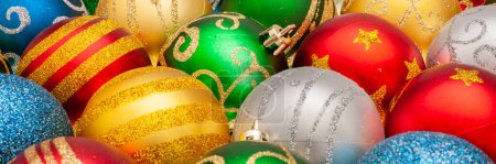 Photo for Panoramiv view to many christmas baubles - Royalty Free Image