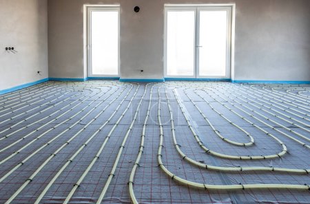 underfloor heating system in construction of new residential house