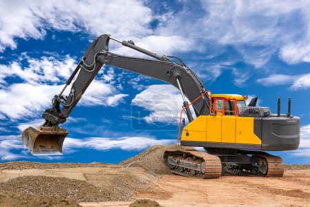 Photo for Excavator is working and digging at construction site - Royalty Free Image