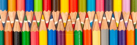 Photo for Colored pencils arranged as a symbol for teamwork and community - Royalty Free Image