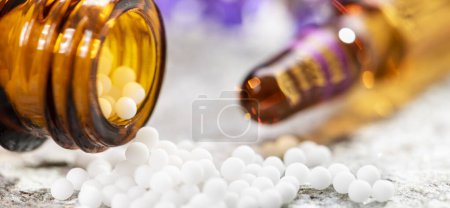 Photo for Homeopathic and alternative medicine with herbal pills - Royalty Free Image