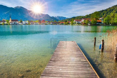 Photo for Panoramic photo of rural landscape at lake Tegernsee in Bavaria - Royalty Free Image