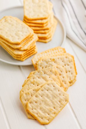 Salted Crackers on a White Table