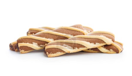 Biscuits rayés classiques isolés sur un fond blanc.