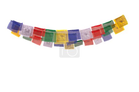 Photo for Tibetan prayer flags isolated on white background - Royalty Free Image
