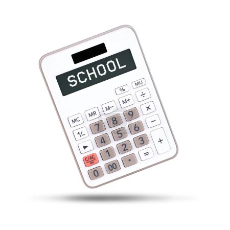 Foto de Calculadora de escuela blanca aislada sobre fondo blanco sin pantalla - Imagen libre de derechos